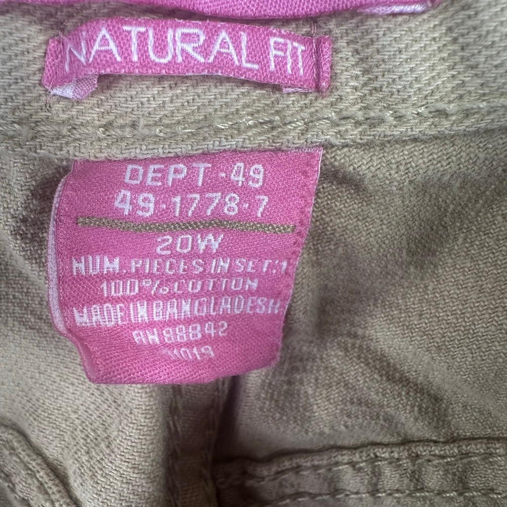 Woman Within Pants Women 20W Khaki Natural Fit Cotton Straight Leg Casual - Picture 7 of 8